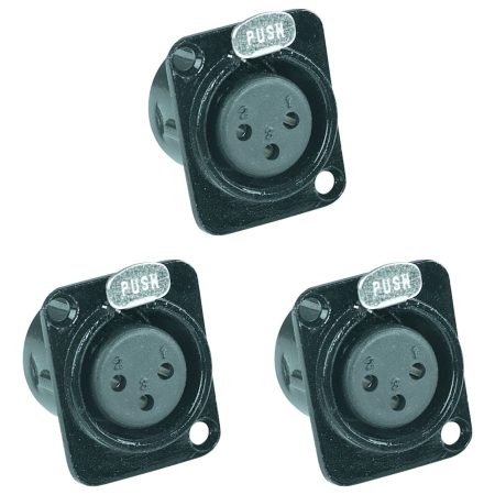 Kit X 3 Fichas Xlr Chasis Hembra Metalico Proel Xlr3fdlbk-k3
