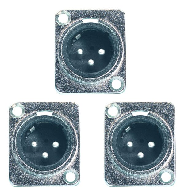 Kit X 3 Fichas Xlr Chasis Macho Metalico Proel Xlr3mdl-k3
