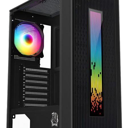 Gabinete Gamer Raptor Vortex Tg Mid-tower X1 Fan Rgb Black