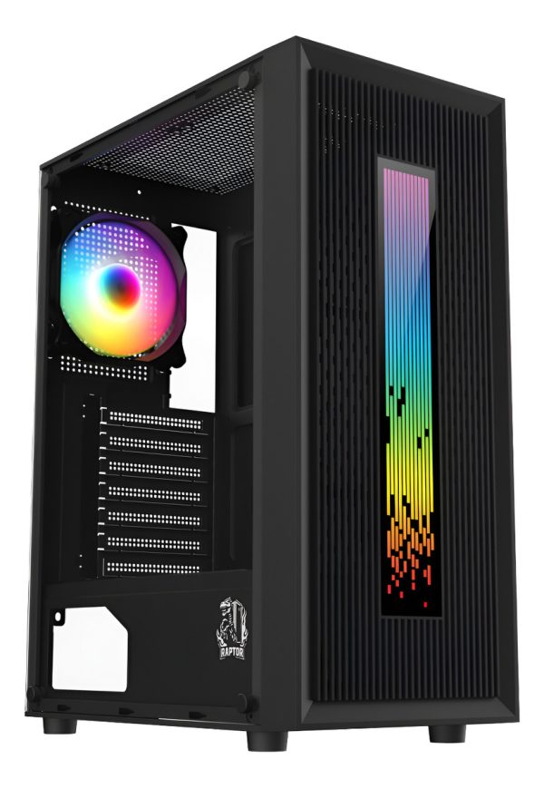 Gabinete Gamer Raptor Vortex Tg Mid-tower X1 Fan Rgb Black