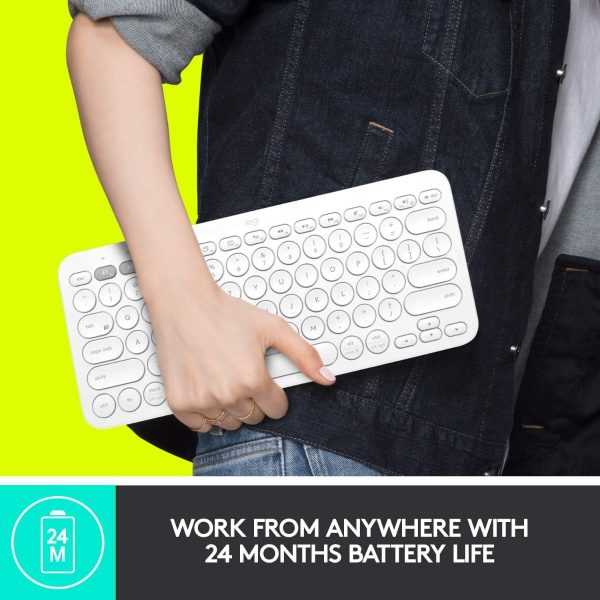 Teclado Logitech Pebble K380s Bluetooth Qwerty Blanco - Image 4