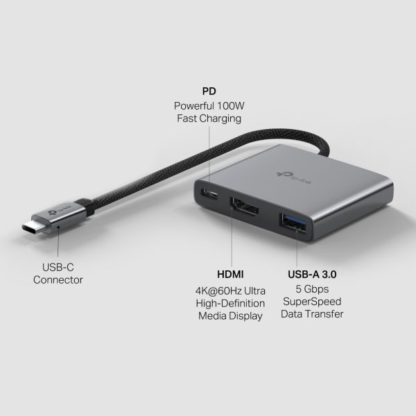 Hub Adaptador Tp-link Uh3020c Usb-c 3 En 1 Hdmi Usb Usb-c - Image 3