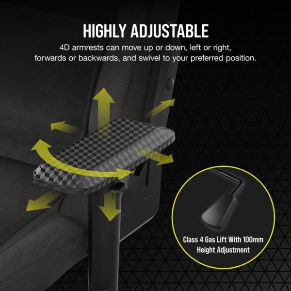 Silla Gamer De Escritorio Corsair T3 Rush 2023 Tela Carbon - Image 2