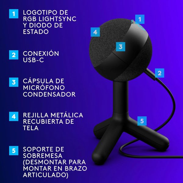 Micrófono Gamer Logitech G Yeti Orb Streaming Rgb Lightsync - Image 4