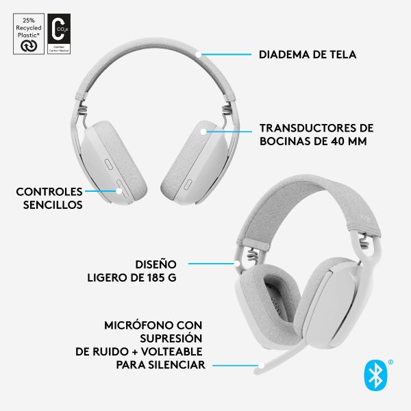Auriculares Logitech Zone Vibe Zone Vibe 100 Blanco - Image 3
