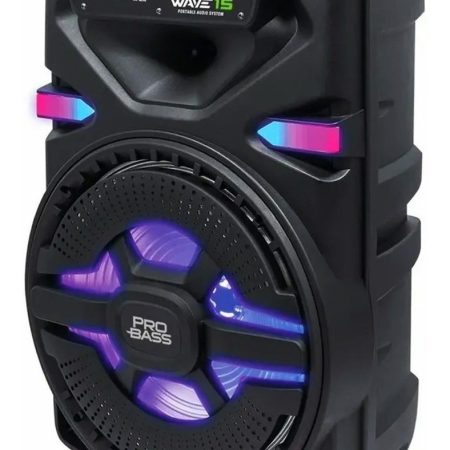 Parlante Pro Bass Wave 15, 700w, Portátil, Bluetooth Bateria