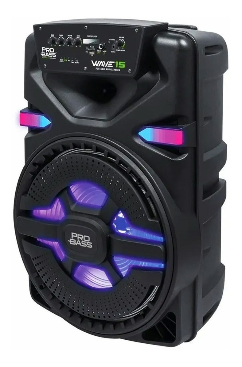 Parlante Pro Bass Wave 15, 700w, Portátil, Bluetooth Bateria