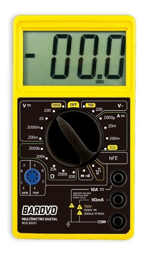 Tester Multimetro Digital Display Grande Barovo Mul860u