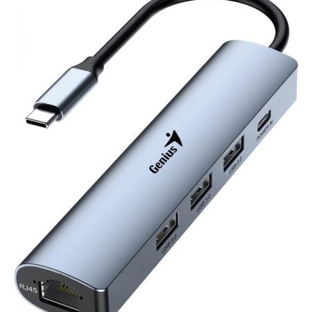 Hub Usb C A 3 Usb-a + Rj 45 + Usb C Hembra Genius Uh-545