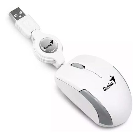 Mouse Genius Micro Traveler White 1000dpi Cable Retractil