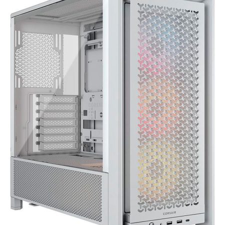 Gabinete Corsair Frame 4000d Rs Vidrio Fan Argb X3 Blanco