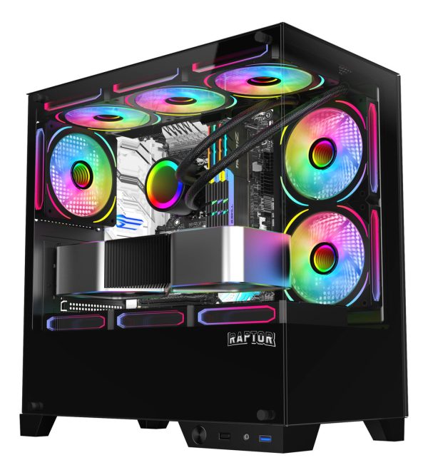 Gabinete Raptor Thunder Strike Mid-tower Rgb Fan X1 Black