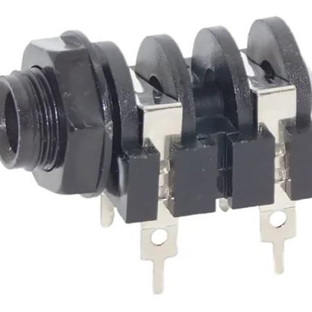 Conector Jack Mono 6.3mm Plaqueta Pcb Soldar Jahro 1524 Negro