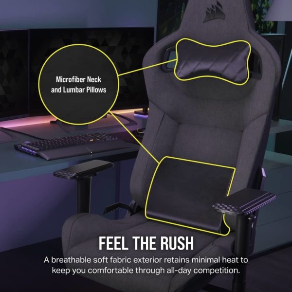 Silla Gamer De Escritorio Corsair T3 Rush 2023 Tela Carbon - Image 3