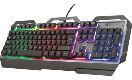 Teclado Gamer Trust Torac Qwerty Español Latinoamérica Rgb