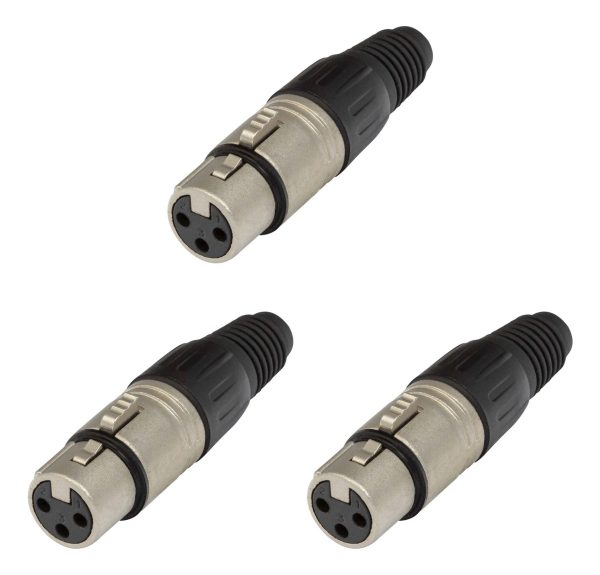 Kit X 3 Fichas Xlr Cable Hembra Metalico Proel Xlr3fv-k3