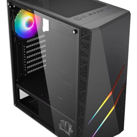 Gabinete Gamer Raptor Mid Tower Fans Rgb X2 Vidrio Templado
