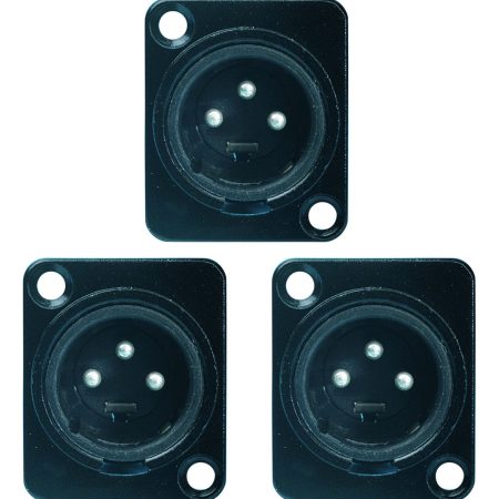 Kit X 3 Fichas Xlr Chasis Macho Metalico Proel Xlr3mdlbk-k3