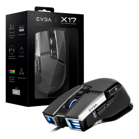 Mouse Gamer Evga X17 16000 Dpi 400 Ips Pixart 3389 Gris