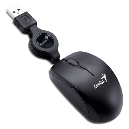 Mouse Genius Micro Traveler Black 1000dpi Cable Retractil