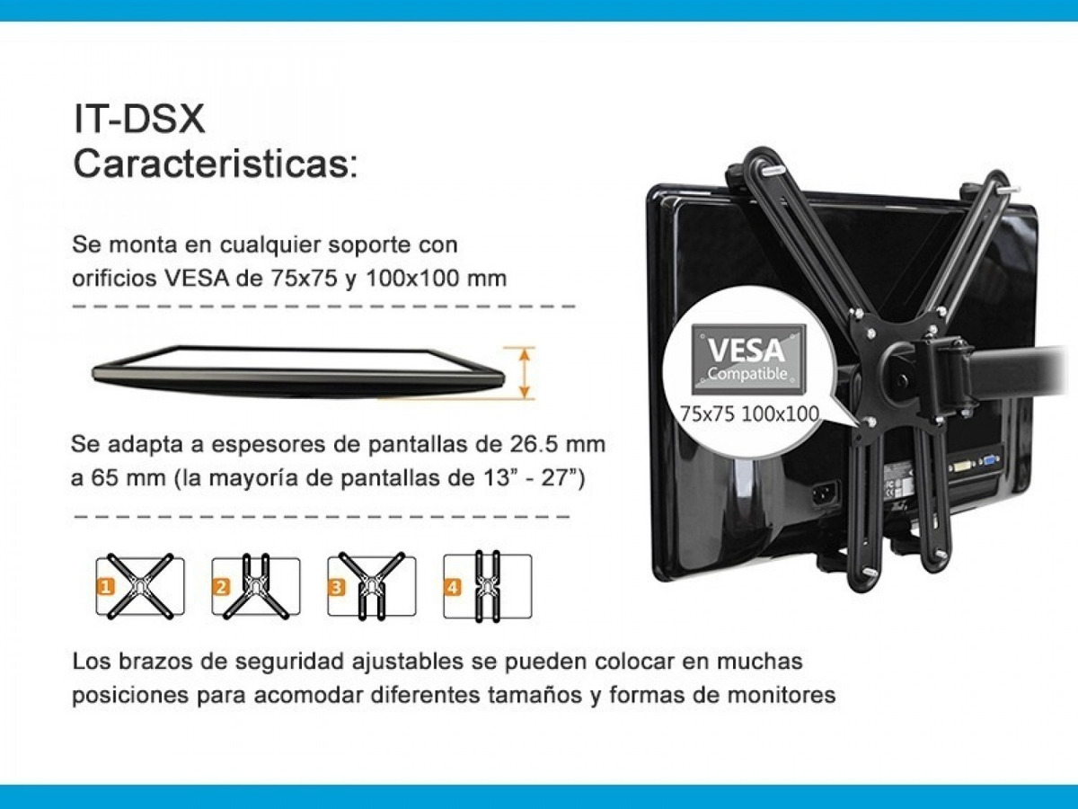 Soporte Adaptador Intelaid Para Monitor Sin Vesa 13/27 It-ds - Image 2