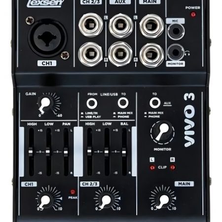 Consola Mixer Lexsen Pasivo Vivo 3 Usb 3 Canales Eq Phantom