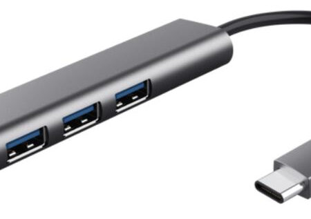 Trust Halyx Hub Usb-c A Puertos Usb-a 3.2 Gen1 Aluminio Color Negro