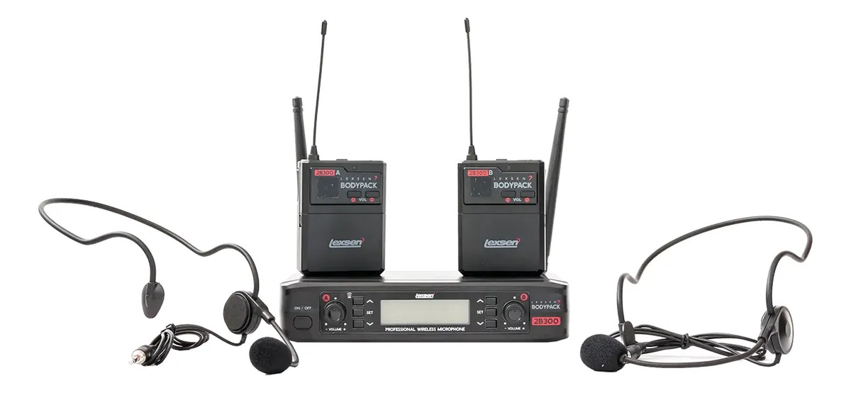 Sistema De Microfono Doble Vincha Uhf Lexen 2b2