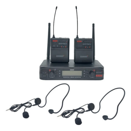 Sistema De Microfono Doble Vincha Uhf Lexen 2b300