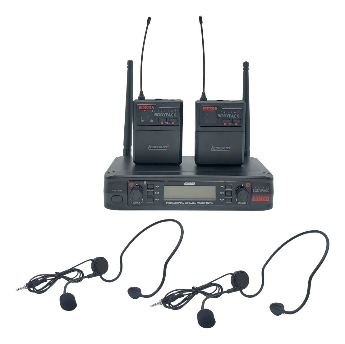 Sistema De Microfono Doble Vincha Uhf Lexen 2b300