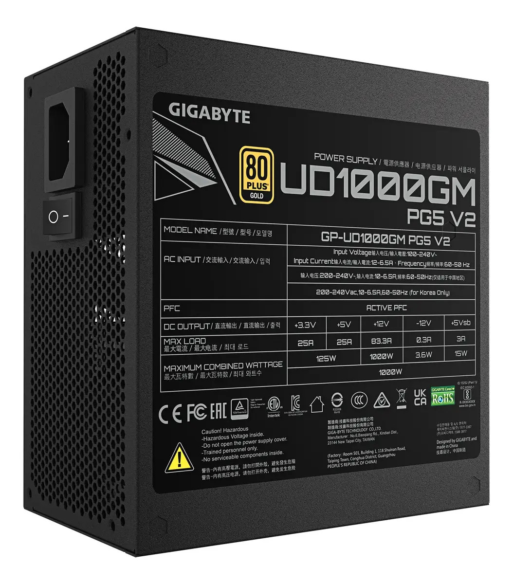 Fuente Gamer Gigabyte 1000w Pg5 V2 80 Plus Gold Full Modular - Image 2