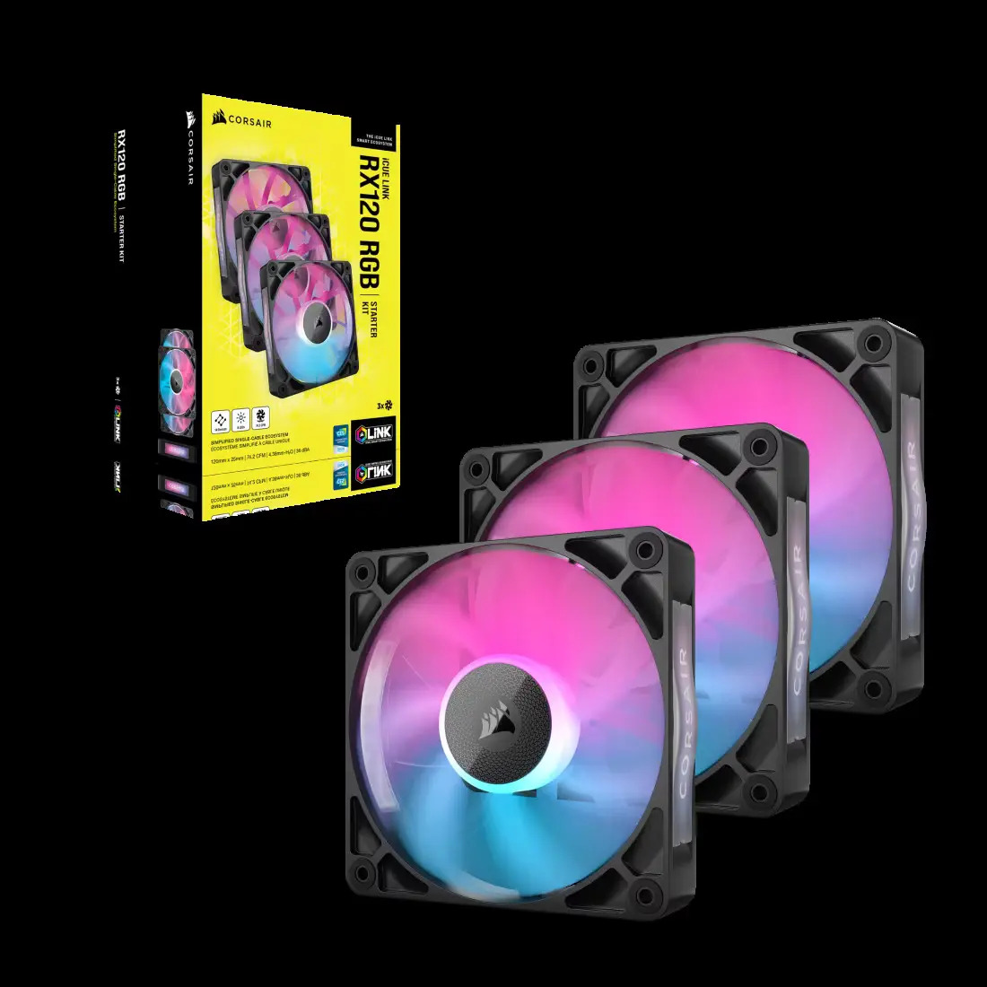 Kit Cooler Corsair Icue Link Rx120 Max Rgb 120mm X 3 Negro - Image 2