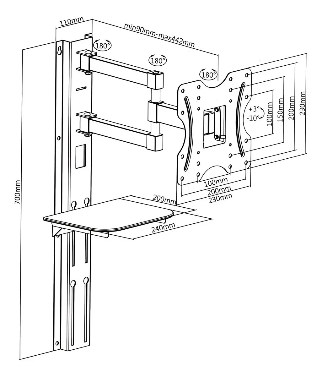 Soporte Pared Intelaid TV 32-55 Inclinable y Giratorio Negro - Image 5